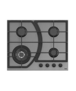 MIKA Built-In Gas Hob, 60cm, 4 Gas with WOK, Grey Glass