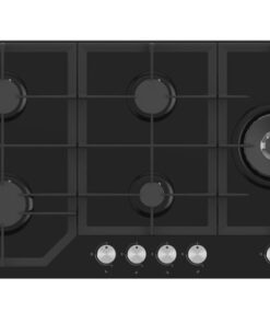MIKA Built-In Gas Hob, 90cm, 5 Gas with WOK, Black Glass