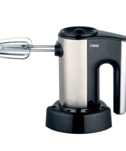 MIKA Hand Mixer, With Organizer, 280W, 5 Speed with Turbo, Dough Hook, Black & SS