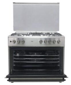 MIKA Standing Cooker, 90cm x 60cm, 4 Gas Pool Jet Burners (1 Wok) + 1 RAPID Hot Plate, FLAME FAILURE SAFETY, Auto Ignition, 10 Function Full 90cm Electric Oven (Air Fry+Convection Fan), Rotisserie, Half Inox